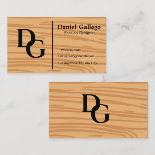 Cartão De Visita Elegante Monograma de Madeira Personalizado