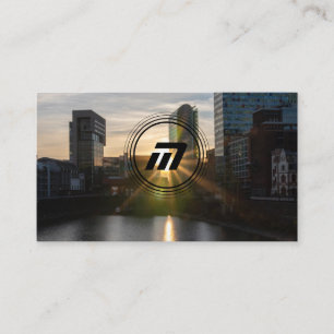 Cartão De Visita Elegante monograma e edifícios modernos de arquite