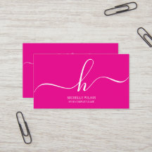 Elegante Monograma Inicial em Script Branco Rosa