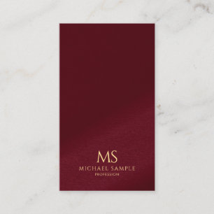 Cartão De Visita Elegante Monograma Vertical de Texto Dourado Profi