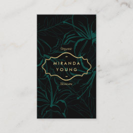 Cartão De Visita Elegante Mystic Floral Patterno Verde