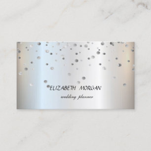 Cartão De Visita Elegante Na moda Minimalista, Silver Confetti