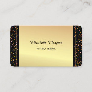 Cartão De Visita Elegante Na moda moderno e Dourado Confetti