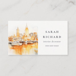 Cartão De Visita Elegante Nashville Tennessee Skyline Watercolor