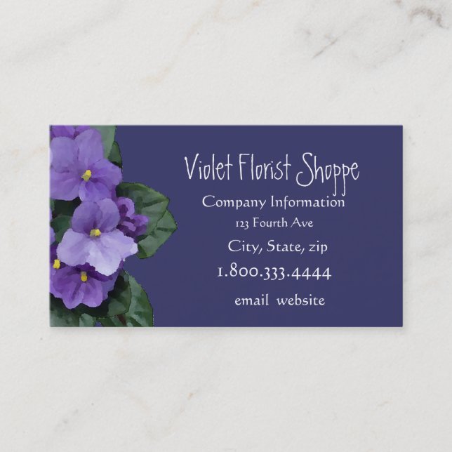Cartão De Visita Elegante Nature Flor African Violet Plant Busines (Frente)