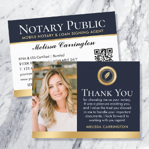 Cartão De Visita Elegante Nota de Agradecimento de Notário com Foto
