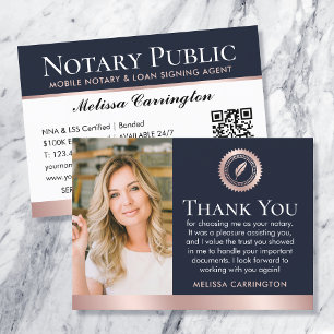 Cartão De Visita Elegante Nota de Agradecimento de Notário com Foto