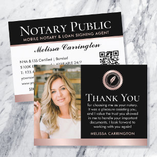 Cartão De Visita Elegante Nota de Agradecimento de Notário Foto Pre