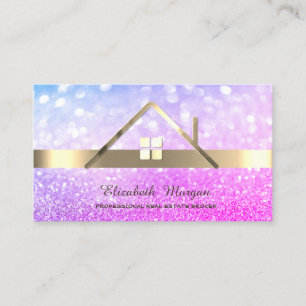 Cartão De Visita Elegante Ombre Bokeh Corretor de Imóveis Casa Telh