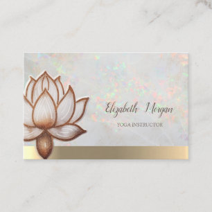 Cartão De Visita Elegante Opala Holográfica Dourada,Flor de Lótus M