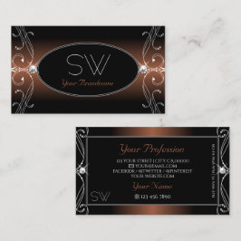 Cartão De Visita Elegante Ornamentado castanho esverdeado brilha mo