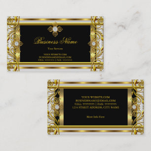 Cartão De Visita Elegante ouro branco preto