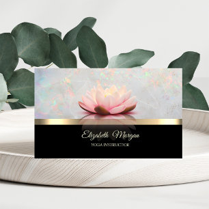 Cartão De Visita Elegante Ouro, Flor de Lótus Opala Holográfica