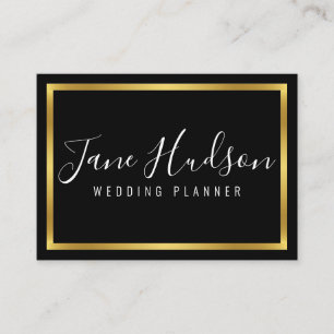 Cartão De Visita Elegante Ouro Preto Minimalista Editável 3.5x2.5