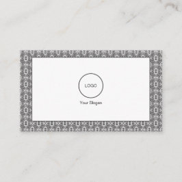 Cartão De Visita Elegante Padrão Floral Sem Costura Preto e Branco 