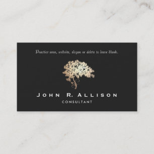 Cartão De Visita Elegante para logotipo de árvore Dourada Elegante