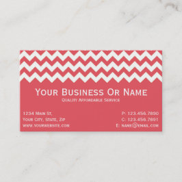 Cartão De Visita Elegante Persimmon Quente Rosa Branco Chevron