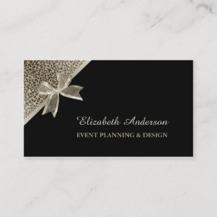 Cartão De Visita Elegante Planejador de Eventos Platinum Leopard Ar