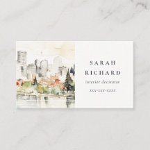 Elegante Portland Oregon City Scape Watercolor