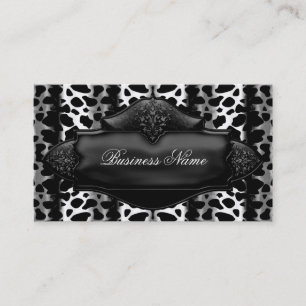 Cartão de Visita Elegante Preto Branco Leopardo