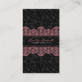 Cartão De Visita Elegante Preto Damascos Rosa