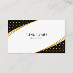 Cartão De Visita Elegante Preto Dourado & Branco