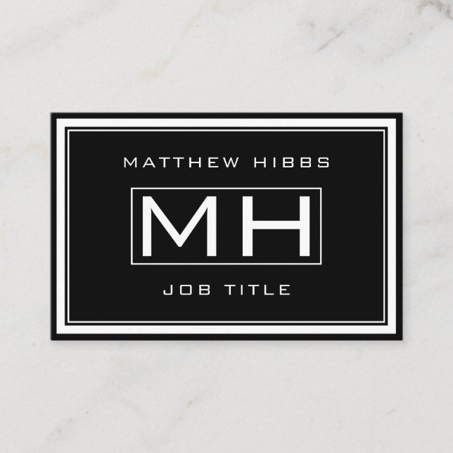 Cartão De Visita Elegante preto e branco (Frente)