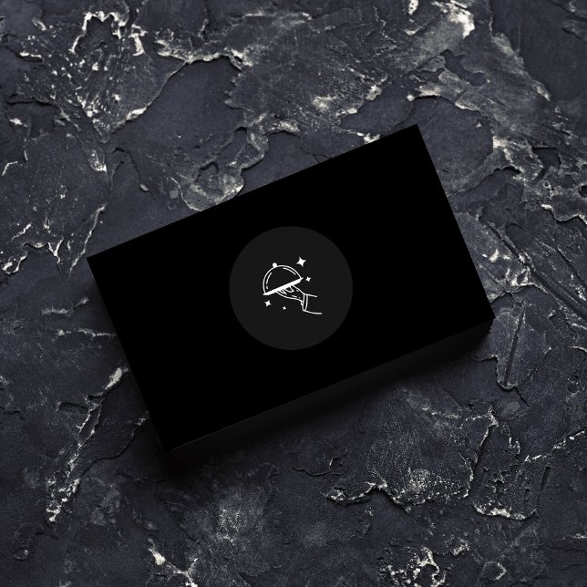 Cartão De Visita Elegante Preto e Branco Chef e Baker Professional (Criador carregado)