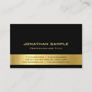 Cartão De Visita Elegante Preto e Dourado Moderno Luxo Simples
