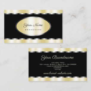 Cartão De Visita Elegante preto e Dourado Shimmer Professional