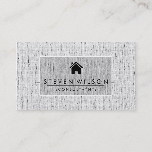 Cartão De Visita Elegante Professional Modern Imóveis Linen (Frente)