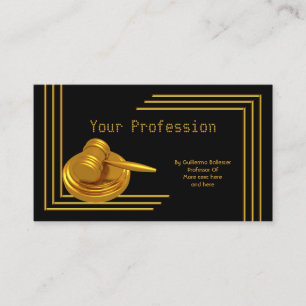 Cartão De Visita Elegante Profissão Profissional Martelo Dourado