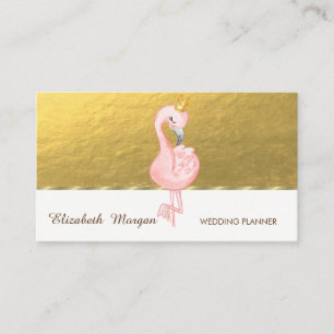 Cartão De Visita Elegante Profissional, Coroa de Flamingo Rosa em O