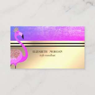 Cartão De Visita Elegante  Profissional Dourado,Listras,Flamingo Ro