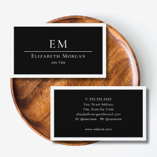 Cartão De Visita Elegante Profissional Monograma Simples Minimalist