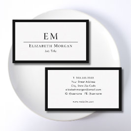 Cartão De Visita Elegante Profissional Monograma Simples Minimalist