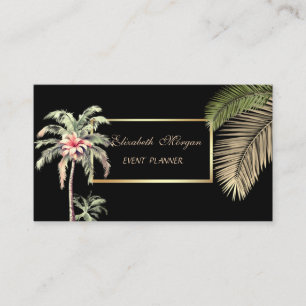 Cartão De Visita Elegante Profissional, Preto, Quadro, Flor de Palm