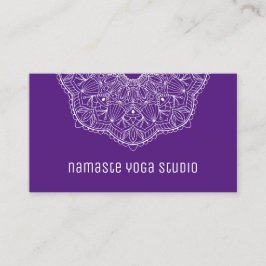 Cartão De Visita Elegante Púrpura Desenhou Mandala Yoga Instrutor