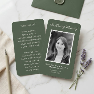Cartão De Visita Elegante Quadro de Foto em Verde Sálvia Memorial