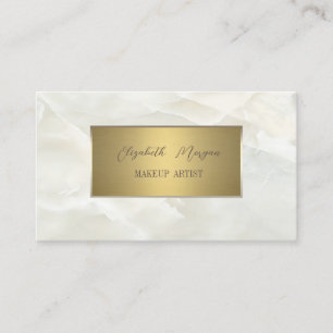 Cartão De Visita Elegante Quadro Simples Dourado,Mármore Branco
