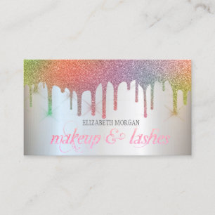 Cartão De Visita Elegante Rainbow Glitter Drives Professional Moder