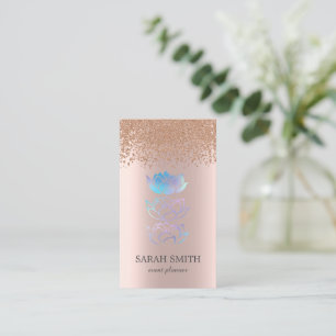 Cartão De Visita Elegante Rosa de Diamantes Dourados de Cute Lotus 