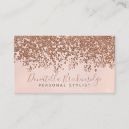 Cartão De Visita Elegante Rosa Dourado Confetti Professional