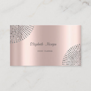 Cartão De Visita Elegante Rosa Dourado Estiloso, Simples, Pontos