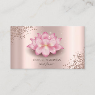 Cartão De Visita Elegante Rosa Dourado Tendência Diamantes Lótus