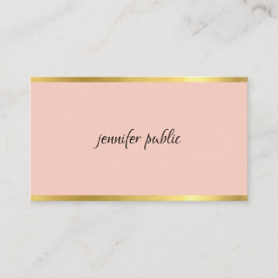 Cartão De Visita Elegante, Rosa E Dourado, Manuscrito Profissional
