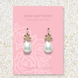 Cartão De Visita Elegante Rosa Flores Salmão Cor-de-rosa Orelha