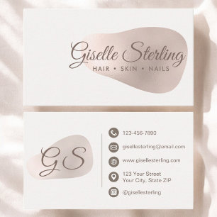 Cartão De Visita Elegante Rosa Gold Foil Abstrato Blush Beauty