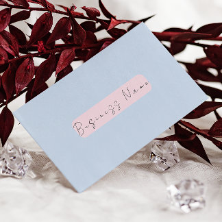 Cartão De Visita Elegante Rosa Minimalista com Código QR