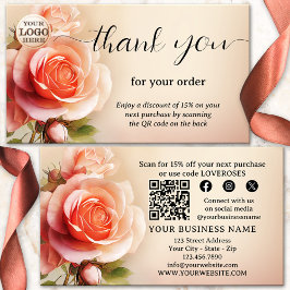 Cartão De Visita Elegante Rosa Obrigado Pelo Seu Pedido